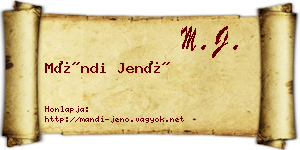 Mándi Jenő névjegykártya